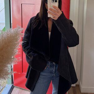 Velvet by Graham & Spencer Faux Suede Sherpa Lined Jacket Black Small